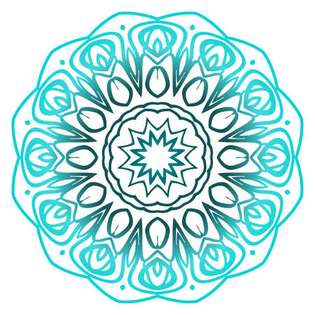 Ornamental circle pattern. Hand draw Mandala. Vintage decorative elements. vector illustration. Anti-stress therapy pattern. Blue colorのイラスト素材