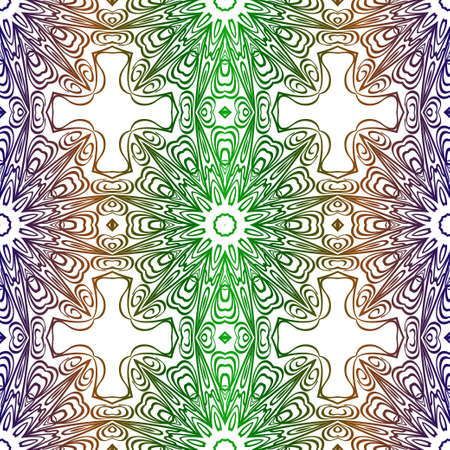 Traditional Ornamental Floral Pattern For Fashion Print. Ethnic Mandala Decoration. Blue, green color. Vector illustration.のイラスト素材