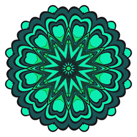 Green color Mandala, tribal ethnic ornament. Vector illustration. Islamic arabic indian pattern. For fashion print.のイラスト素材