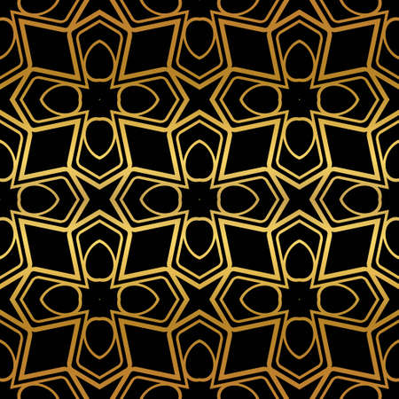 Golden color Elegant, retro, art deco seamless pattern. Vector illustration.のイラスト素材