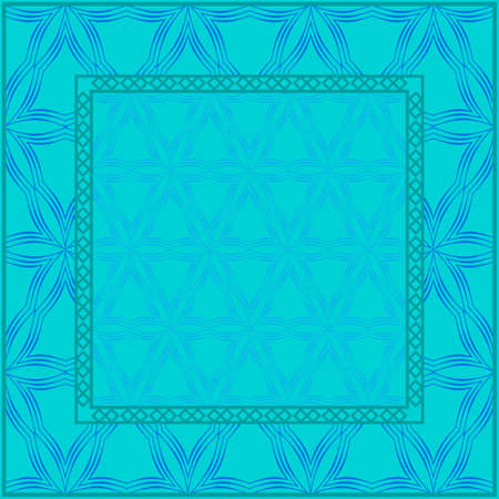 Blue color Design Of A Geometric Pattern . Vector Illustration. For Print Bandana, Shawl, Carpet, Tablecloth, Bed Cloth, Fashion.のイラスト素材