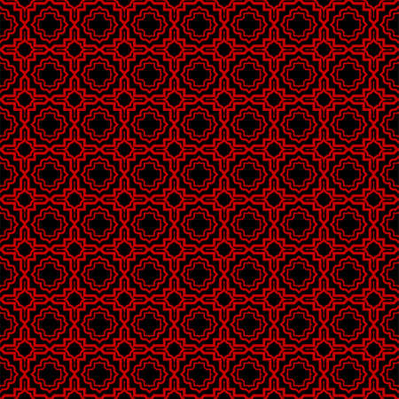 Ethnic classic pattern. Seamless vector illustration. Abstract geometric repeat backdrop. For decoration, wallpaper, print, fabric. Black, red color.のイラスト素材