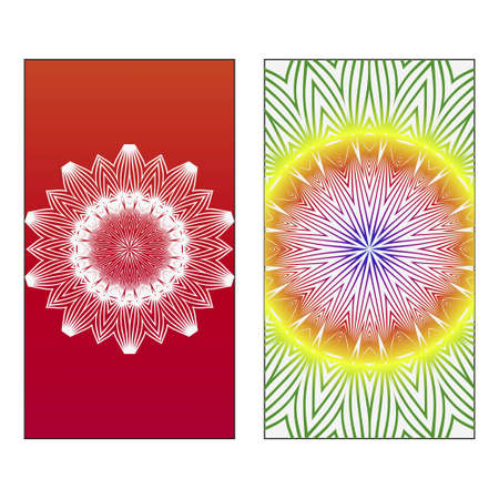 Set of two template brochures, cards, invitations, flyers with delicate floral pattern. Vector background. Card or invitation. Bright summer color.のイラスト素材