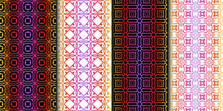 Set of Seamless Geometrical Linear Texture. Original Geometrical Puzzle. Backdrop. Vector illustrationのイラスト素材