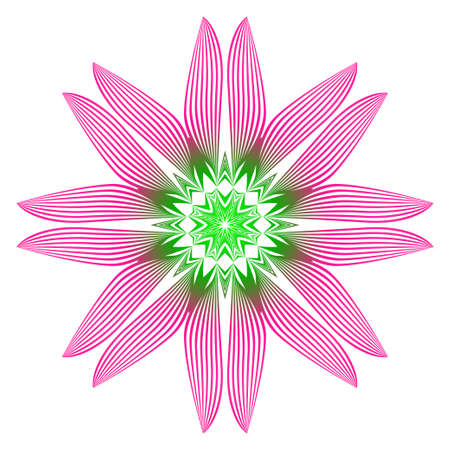 Indian Floral Mandala Pattern.Vector Henna Tattoo Style. Can Be Used For Textile, Greeting Card, Coloring Book, Phone Case Print. Gradient pink, green color.のイラスト素材