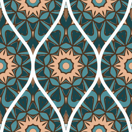 Seamless Line Geometric Floral Pattern. Abstract Geometry Flower. Vector Illustration. Interior Decoration, Wallpaper, Presentation, Fashion Design.のイラスト素材