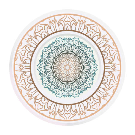 modern plate for interior design, circle medalion, colorful kitchen, vector illustration.のイラスト素材