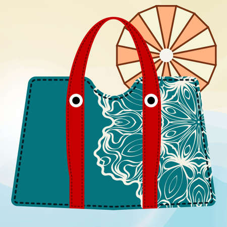 Stylish women beach bags with mandala. Vector illustration.のイラスト素材