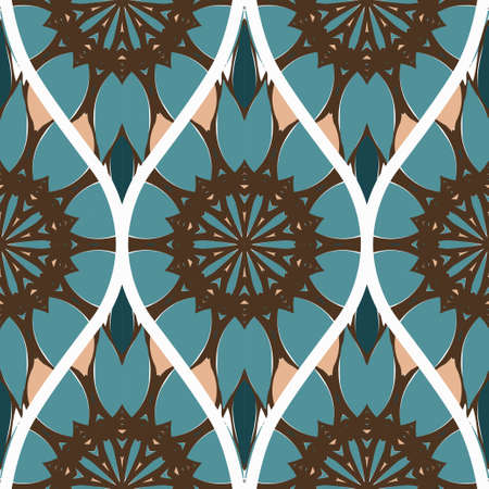 Pattern Of Abstract Mandala Flowers. Seamless Vector Illustration. For Design Greeting Cards, Backgrounds, Wallpaper, Interior Design. Tribal Ethnic Arabic, Fashion Decorative Ornamentのイラスト素材