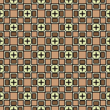 Abstract Vector Seamless Pattern With Abstract Geometric retro Style. Repeating Sample Figure And Line. For Modern Interiors Design, Wallpaper, Textile Industry. Brown, light olive color.のイラスト素材