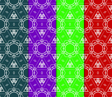 Set of seamless modern geometric patterns. Endless repeating linear texture for wallpaper, design, print. Vector illustrationのイラスト素材