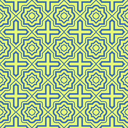 Seamless Pattern With Abstract Geometric Style. Repeating Sample Figure And Line. Vector illustration. Blue, light green color.のイラスト素材