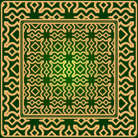 Luxury Fashion Design Print With Geometric Pattern. Vector Illustration. For Modern Interior Design, Fashion Textile Print, Wallpaper. Green gold color.のイラスト素材