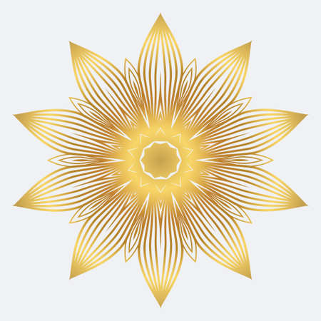 Modern Floral Vector Ornaments. Decorative Flower Mandala. Vector Illustration. White yellow gold colour.のイラスト素材