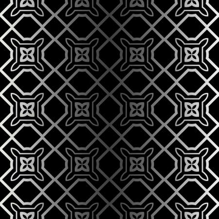 Abstract Repeat Backdrop With Lace Ornament. Seamless Design For Prints, Textile, Decor, Fabric. Super Vector Pattern. Black silver color.のイラスト素材