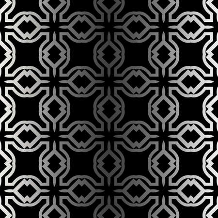 Vector Paper For Scrapbook. Stylish Fashion Geometric Design Background. Seamless. Black silver color.のイラスト素材