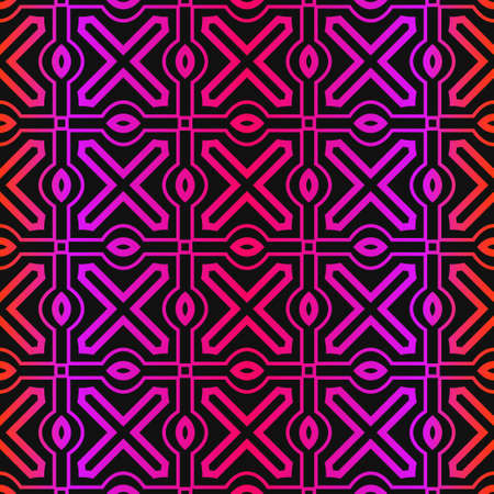 Vector Pattern Paper For Scrapbook. Abstract Geometric Seamless Ornament. Black purple color.のイラスト素材