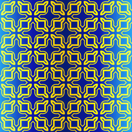 Geometric Pattern. Ethnic Ornament. Vector Illustration. For Greeting Cards, Invitations, Cover Book, Fabric, Scrapbooks. Blue yellow color.のイラスト素材
