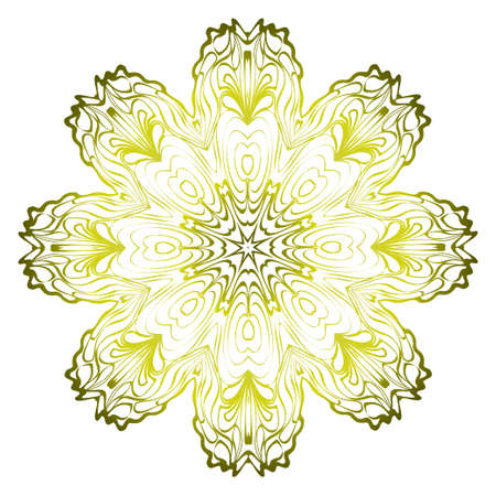 Vector Pattern With Abstract Floral Round Ornament. Oriental Pattern. Indian, Moroccan, Mystic, Ottoman Motifs. Anti-Stress Therapy Pattern. Green olive gradient.のイラスト素材