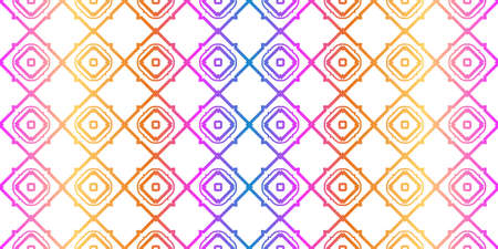Unique, Abstract Geometric Pattern. Seamless Vector Illustration. For Fantastic Design, Wallpaper, Background, Fantastic Print. Rainbow neon gradient color.のイラスト素材