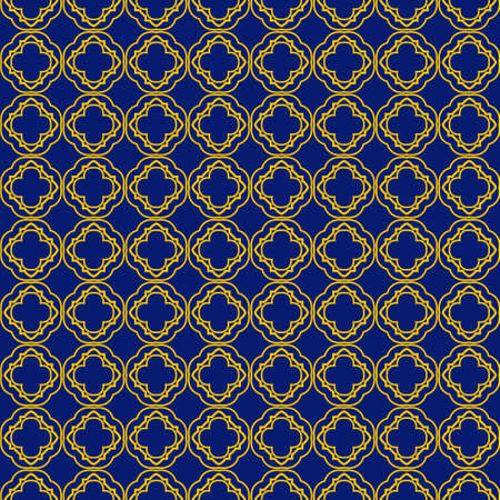 Color Seamless Lace Pattern With Abstract Geometric. Stylish Fashion Design Background For Invitation Card. Illustration. Vector. Blue yellow color.のイラスト素材