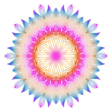 Floral Color Mandala. Arabic, Indian, Motifs. Vector Illustration. Rainbow color.のイラスト素材