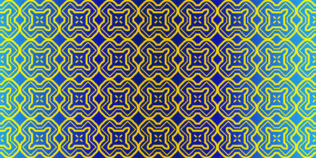 Abstract Repeat Backdrop With Lace Traditional Geometric Ornament. Seamless Design For Prints, Textile, Decor, Fabric. Super Vector Pattern. Blue yellow color.のイラスト素材