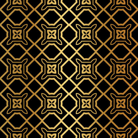 Luxury Pattern Of Abstract Geometric. Seamless Vector Illustration. For Design Greeting Cards, Backgrounds, Wallpaper, Interior Design. Tribal Ethnic Arabic, Fashion Decorative Ornament. Black gold.のイラスト素材