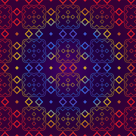 Retro Seamless Pattern. Geometric, Triangle, Zig Zag. For Wallpaper, Fabric, Scrapbooking Design, Textures. Vector Illustration. Red blue gradient color.のイラスト素材