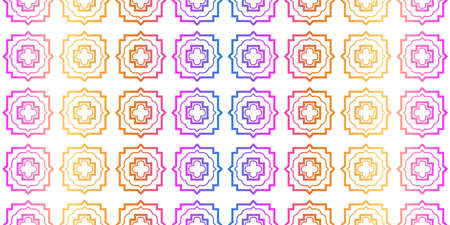 Unique, Abstract Geometric Pattern. Seamless Vector Illustration. For Fantastic Design, Wallpaper, Background, Fantastic Print. Rainbow neon gradient color.のイラスト素材