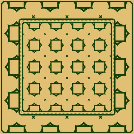 Geometric Ornament With Frame, Border. Art-Deco Background. Bandanna, Shawl, Scarf, Tablecloth Design.のイラスト素材