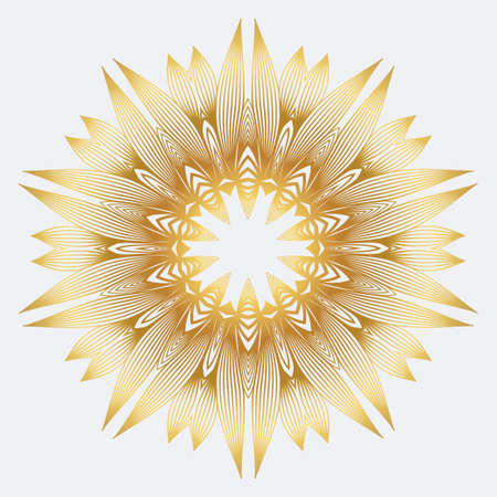 Modern Floral Vector Ornaments. Decorative Flower Mandala. Vector Illustration. White yellow gold colour.のイラスト素材