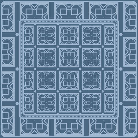 Design With Abstract Hand Drawn Geometric Pattern With Decorative Element. Vector Illustration. Template Design For Card, Shawl, Bandanna, Fashion Print.のイラスト素材