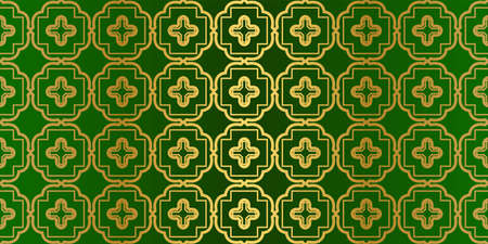 Geometric Modern Luxury Ornament. Seamless Vector Pattern. For Wallpaper, Invitation, Fashion Design. Green gold color.のイラスト素材