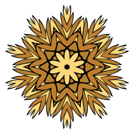 Oriental Mandala. Vintage Decorative Elements. Vector illustration. Golden color. For Coloring Book, Greeting Card, Invitation, Tattoo. Anti-Stress Therapy Patternのイラスト素材