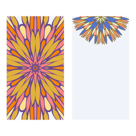Set of two invitation card template with mandala. Vector illustration.のイラスト素材