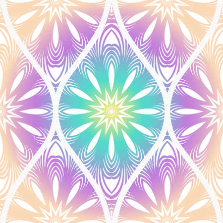 Seamless decorative pattern with floral decoration. Vector illustration.のイラスト素材