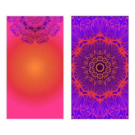 Decorative invitation template with mandala decoration. Vector illustration.のイラスト素材