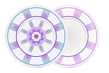 Set of two round ornament with decorative mandala. Vector illustration.のイラスト素材