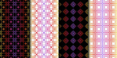 Set of Seamless Geometrical Linear Texture. Original Geometrical Puzzle. Backdrop. Vector illustrationのイラスト素材