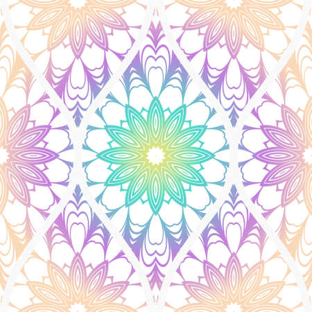 Seamless decorative pattern with floral decoration. Vector illustration.のイラスト素材