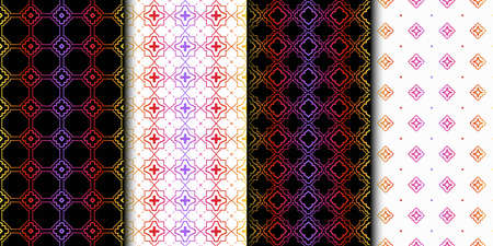 Set of Seamless Geometrical Linear Texture. Original Geometrical Puzzle. Backdrop. Vector illustrationのイラスト素材