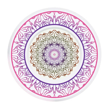 Decorative round ornament. Frame decoration with floral mandala. Vector illustration.のイラスト素材