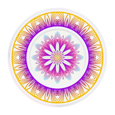 Decorative round frame and floral mandala ornament. Vector illustration. For kitchen decoration.のイラスト素材