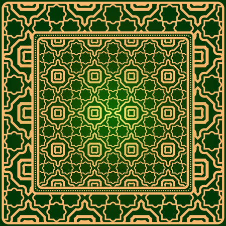 Luxury Fashion Design Print With Geometric Pattern. Vector Illustration. For Modern Interior Design, Fashion Textile Print, Wallpaper. Green gold color.のイラスト素材