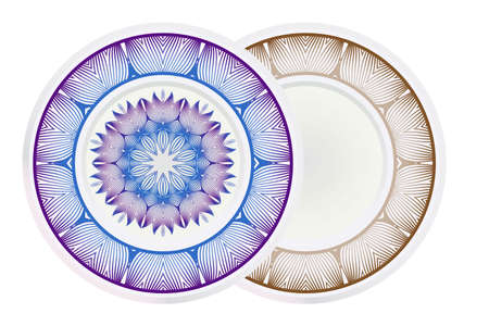 Vector set of two round frame and floral mandala ornament. For kitchen decoration, fashion print.のイラスト素材