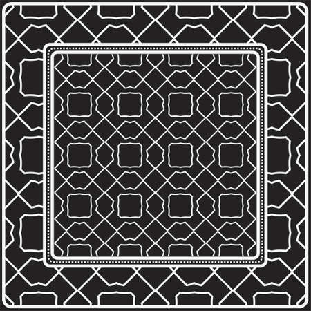 Design Of A Scarf With A Geometric Pattern . Vector illustration. Black and white color. For fashion print, modern design, scrapbooking, backgroundのイラスト素材