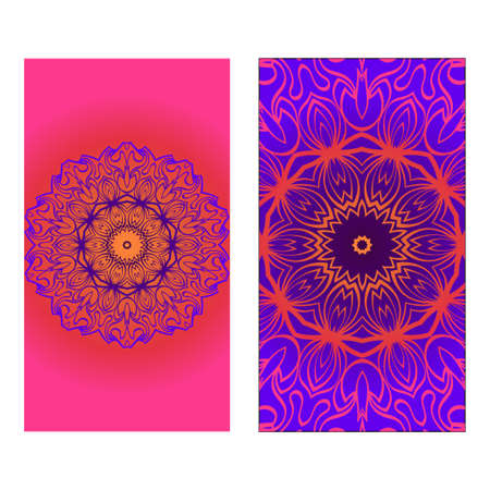 Decorative invitation template with mandala decoration. Vector illustration.のイラスト素材