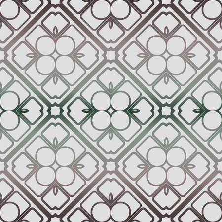 Abstract Vector Seamless Pattern With Abstract Geometric Style. Repeating Sample Figure And Line. Grey, green color.のイラスト素材