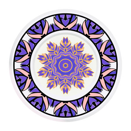 Creative round frame and floral mandala. Vector illustration.のイラスト素材